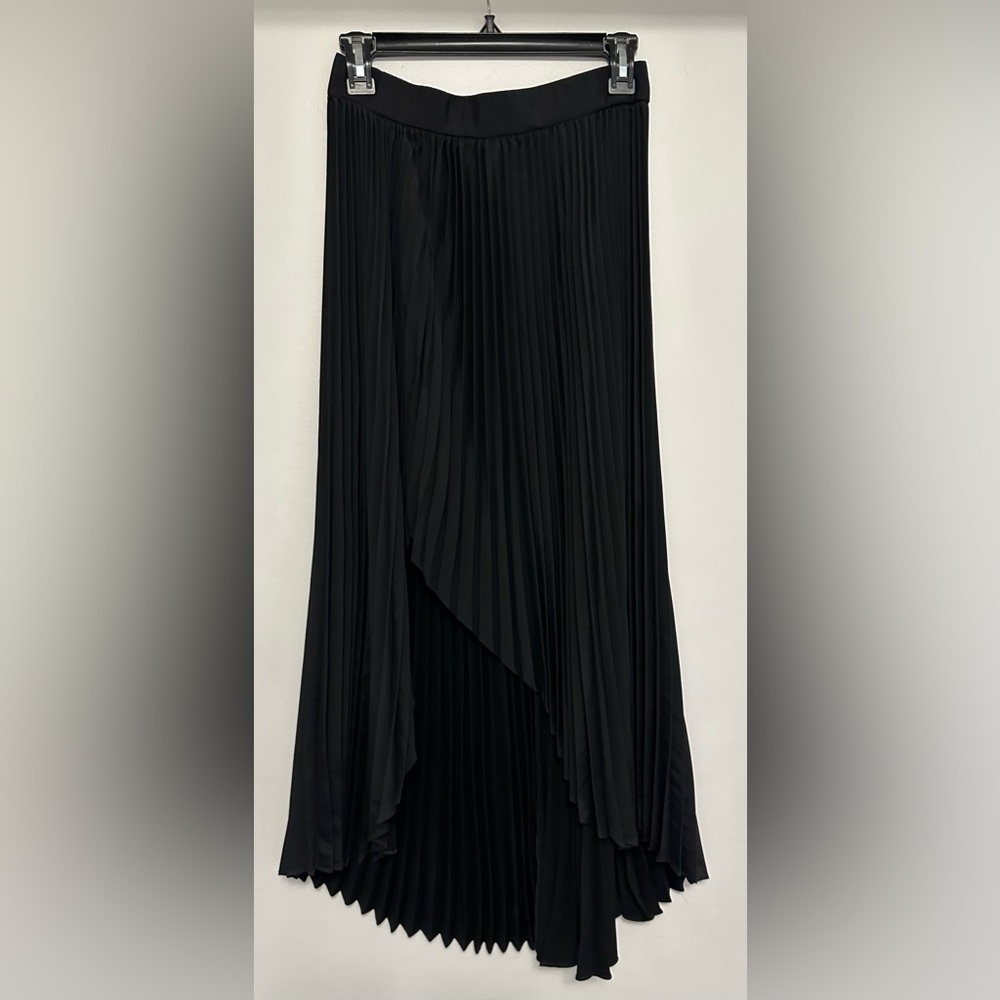 Ramy Brook Pleated Asymmetrical Maxi Skirt, Black, Small